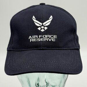 Air Force Reserve Hat Mens Black Flex Fitted One Size Stretch Cap Fits 21"